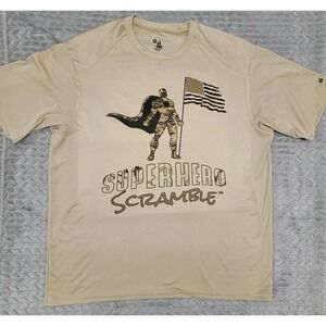 Super Hero Scramble Support The Troops Badger T-Shirt Mens Size XL‎ Gym Sport